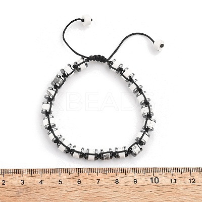 Adjustable Natural Howlite and Non-magnetic Synthetic Hematite Braided Bead Bracelets BJEW-Z090-01O-1