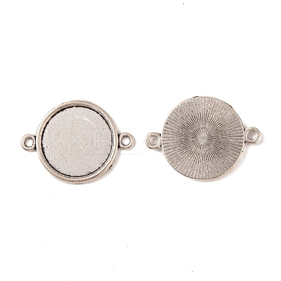 Tibetan Style Alloy Flat Round Cabochon Connector Settings TIBE-M022-09AS-1
