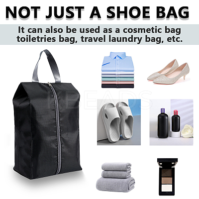 4Pcs Rectangle Polyester Fabric Waterproof Shoes Storage Zipper Bags with Imitation Leather Handle ABAG-GF0001-31-1