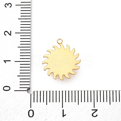 304 Stainless Steel Pave Natural Shell Sun Ray Charms STAS-I331-31G-1
