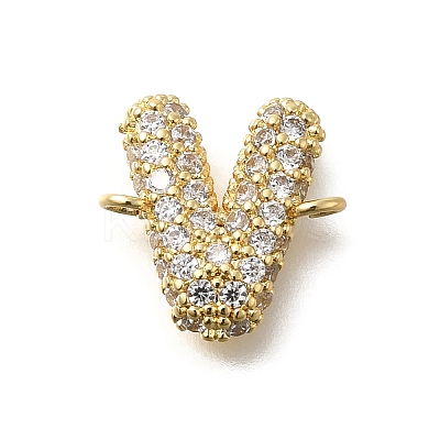 Brass Micro Pave Cubic Zirconia Letter Links KK-I717-04V-1