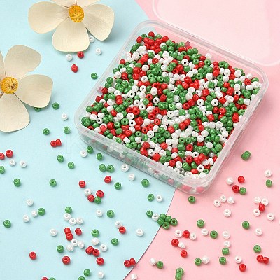 55.5G 3 Colors Baking Paint Glass Seed Beads SEED-YW0002-27-1