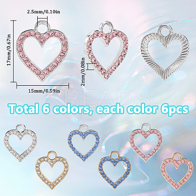 36Pcs 6 Colors Alloy Charms FIND-SC0013-14-1
