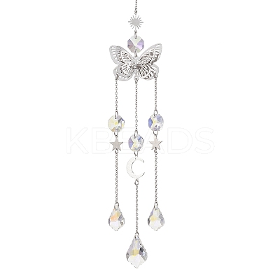 Butterfly Brass Hanging Suncatchers HJEW-JM04249-1