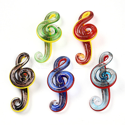 Handmade Gold Sand Lampwork Big Pendants LAMP-T023-08-1