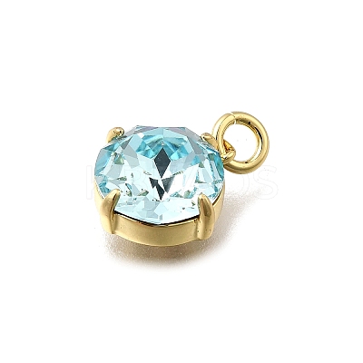Flat Round Brass with Glass Charms KK-G525-01G-01-1