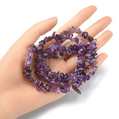 Natural Amethyst Chip Beads Strands G-YW0002-09-1