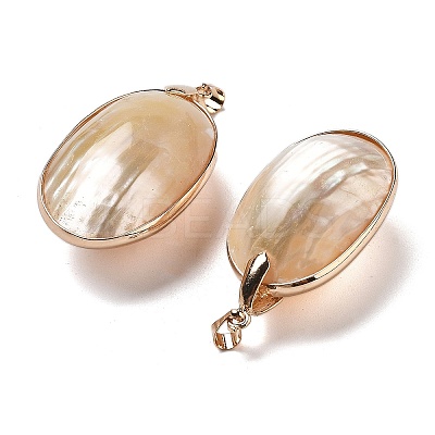 Electroplate Natural Shell Big Pendants KK-F882-05G-1