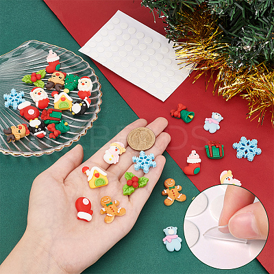 30Pcs 15 Styles Christmas Theme Opaque Resin Cabochons CRES-BC0001-08-1