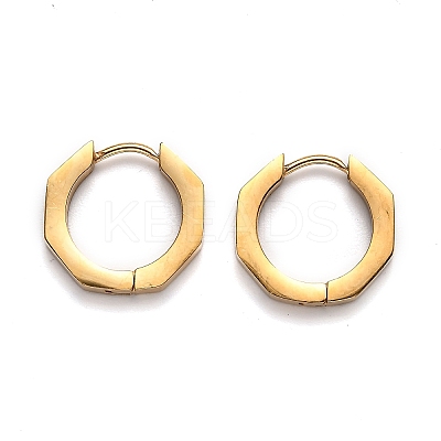 304 Stainless Steel Octagon Huggie Hoop Earrings STAS-J033-04A-G-1