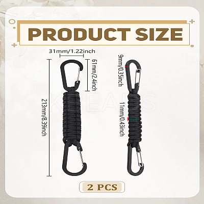 2Pcs Zinc Alloy Rock Climbing Carabiners KEYC-LP0001-01-1