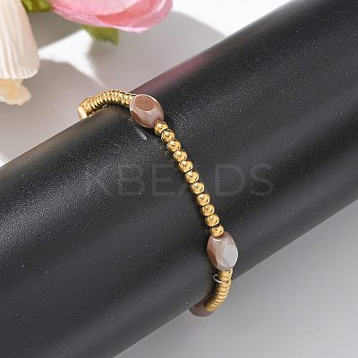304 Stainless Steel Beads Stretch Breacelets for Women LS-BJEW-M054-01G-01-1