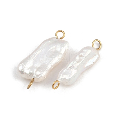 Natural Freshwater Pearl Keshi Pearl Nuggets Connector Charms STAS-D378-09G-1