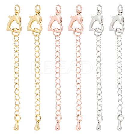 6Pcs 3 Colors Brass Chain Extender KK-NB0003-14-1