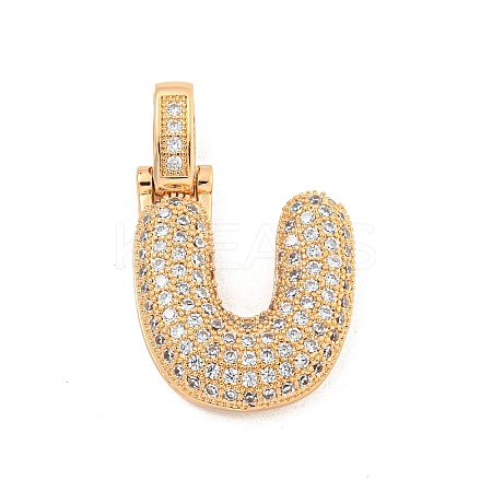 Brass Micro Pave Clear Cubic Zirconia Pendants KK-B099-01G-U-1