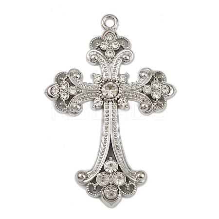 Alloy Rhinestone Cross Big Pendants ALRI-1475-P-RS-1