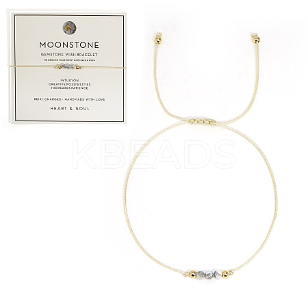 Natural Moonstone Braided Beads Bracelets for Women LU0568-5-1