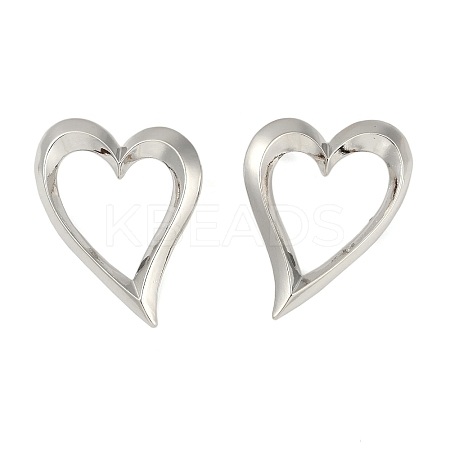 Heart Rack Plating Brass Stud Earrings for Women EJEW-S325-04P-1