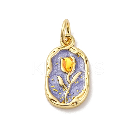 Brass Enamel Pendants KK-Q098-29G-B-1