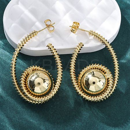 Spiral with Round Brass Stud Earrings EJEW-R025-04G-1