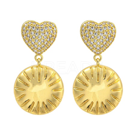 Rack Plating Brass Micro Pave Clear Cubic Zirconia Stud Earrings EJEW-I313-15B-G-1