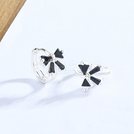 Bowknot Brass Cubic Zirconia Hoop Earrings FS-WGFE704-03-1