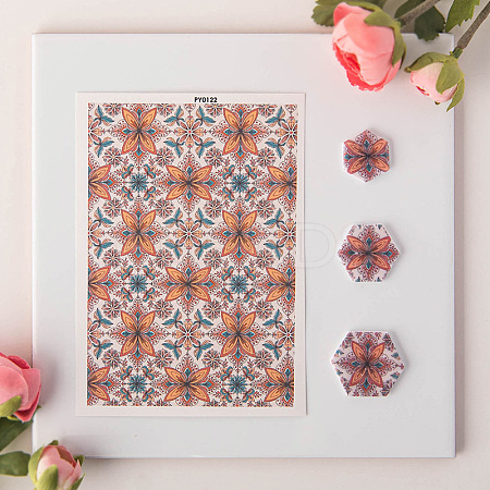 Flower Pattern Ceramics Clay Water Transfer Paper PW-WG52862-05-1