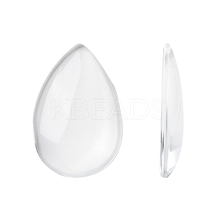 Transparent Teardrop Glass Cabochons GGLA-R024-30x20-1