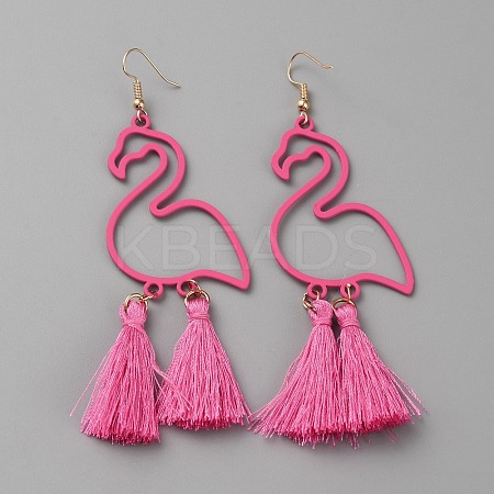 Alloy Flamingo Chandelier Earrings EJEW-WH0010-55B-1