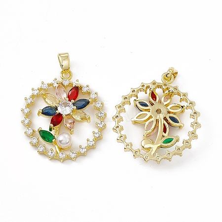 Brass Micro Pave Cubic Zirconia Pendants KK-E068-VC033-1