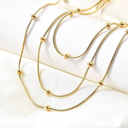 304 Stainless Steel Ball Snake Chain 3 Layer Necklaces for Women NJEW-V012-04G-1