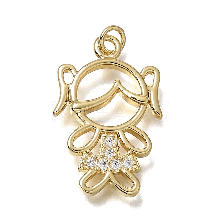 Brass Micro Pave Clear Cubic Zirconia Pendants CU-CBA637A-06G-B-1