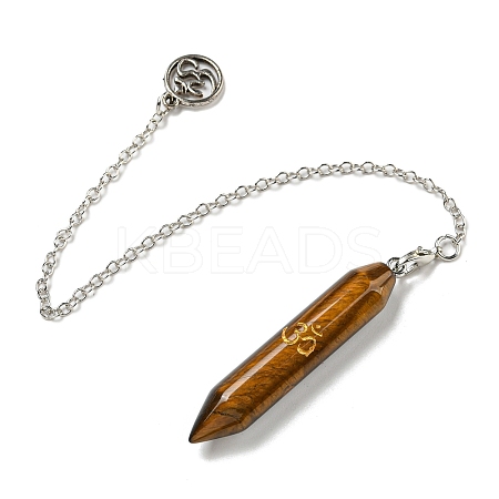 Bullet Natural Tiger Eye Pointed Dowsing Pendulums AJEW-B106-01AS-05-1
