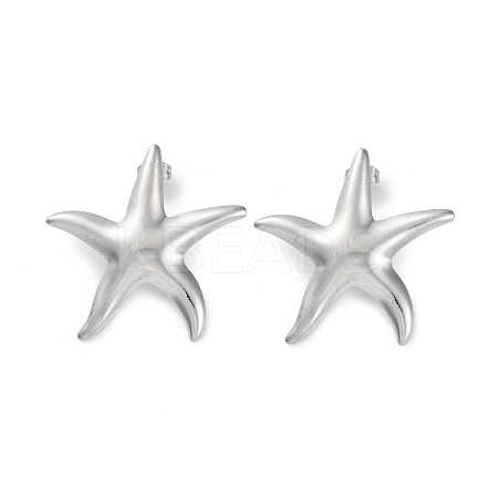 304 Stainless Steel Starfish Stud Earrings EJEW-K295-16P-1