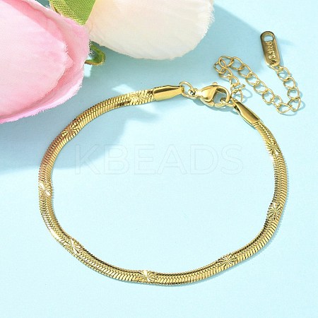 304 Stainless Steel Herringbone Chain Bracelets for Women BJEW-U019-04G-06-1