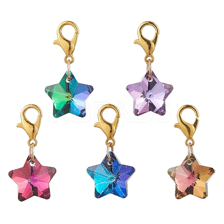 Star Glass Pendant Decorations HJEW-JM02956-1