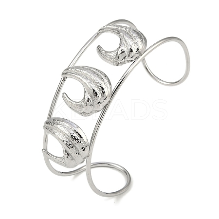 Non-Tarnish 304 Stainless Steel Wide Hollow Textured Opaen Cuff Bangles BJEW-Q348-07P-01-1