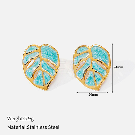 304 Stainless Steel Enamel Stud Earrings for Women WGF8C1A-02-1