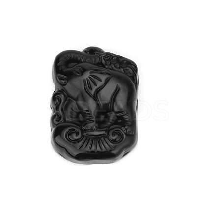 Natural Obsidian Carved Big Pendants PW-WG37954-06-1