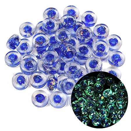 Luminous Handmade Foil Glass Beads LAMP-P020-01A-08-1