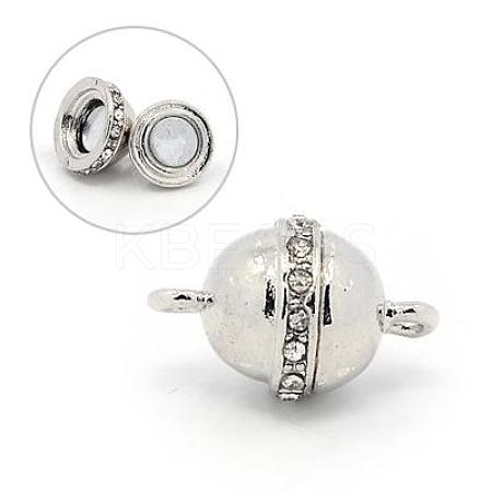 Alloy Rhinestone Magnetic Clasps with Loops PALLOY-E260-P-1