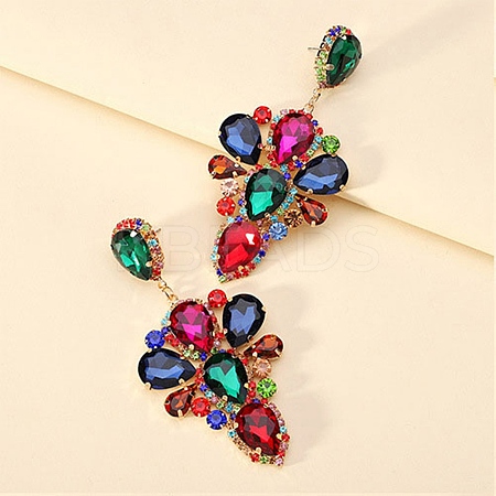 Teardrop Alloy Rhinestone Dangle Stud Earrings WG4A996-04-1