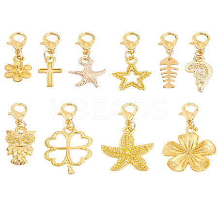 40Pcs 10 Styles Alloy Pendant Decorations HJEW-LP00002-1