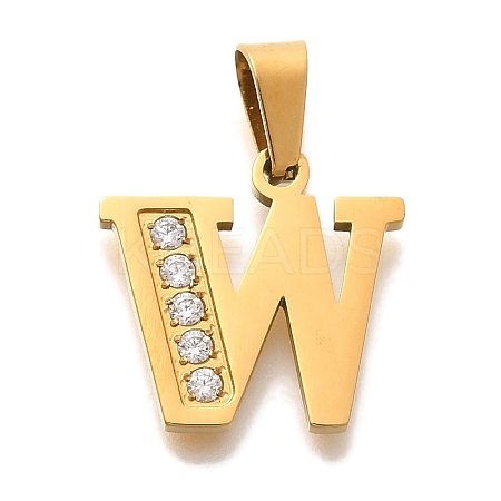 Ion Plating(IP) 304 Stainless Steel Rhinestone Pendants STAS-U035-01G-W-1