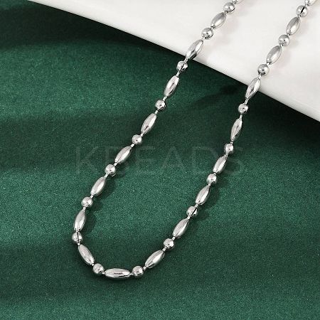 2.5MM 304 Stainless Steel Round Oval Link Chain Necklaces LS-NJEW-M110-01P-1
