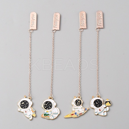 Space Theme Alloy Enamel Astronaut Pendant Bookmarks AJEW-WH0314-111-1