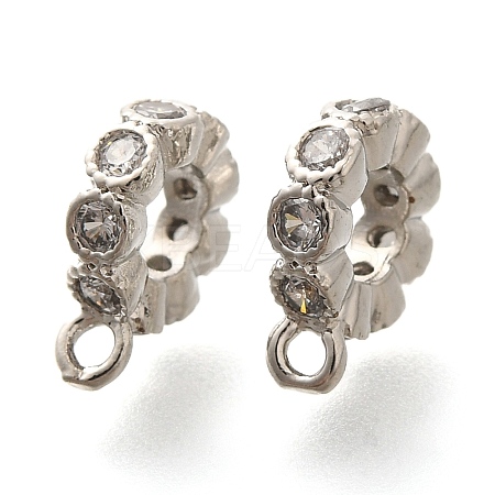 Flat Round Rack Plating Brass Micro Pave Cubic Zirconia Tube Bails KK-H508-08P-1
