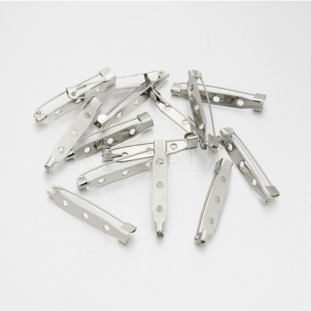 Iron Brooch Pin Back Safety Catch Bar Pins with 3 Holes IFIN-A171-04H-1