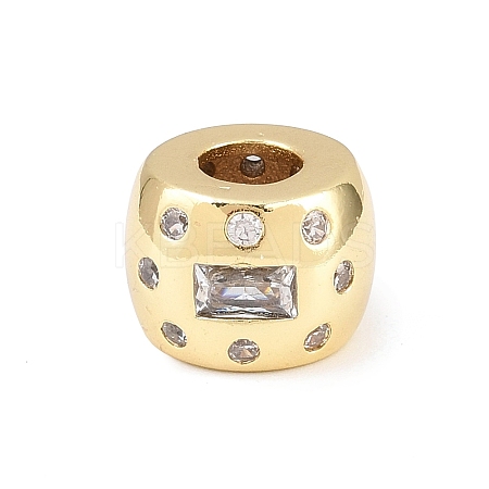 Brass Micro Pave Cubic Zirconia European Beads KK-C162-058G-02-1