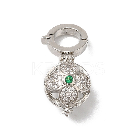Rack Plating Brass Micro Pave Cubic Zirconia Fold Over Clasps KK-A222-02A-P-1